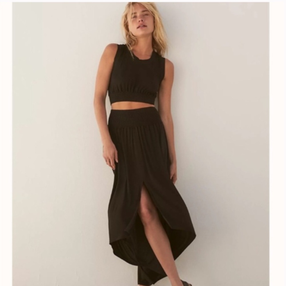 Free People Morning Side Set, Top & Skirt Black, L